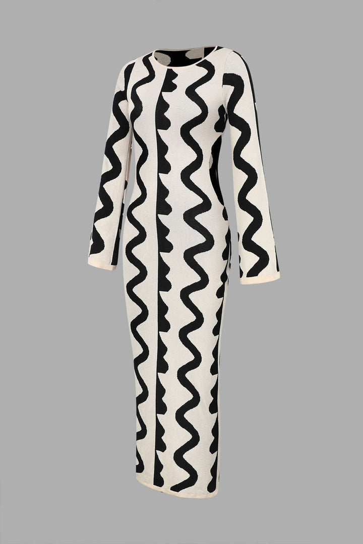 Jana Schwarz/Weiß - Maxi Kleid