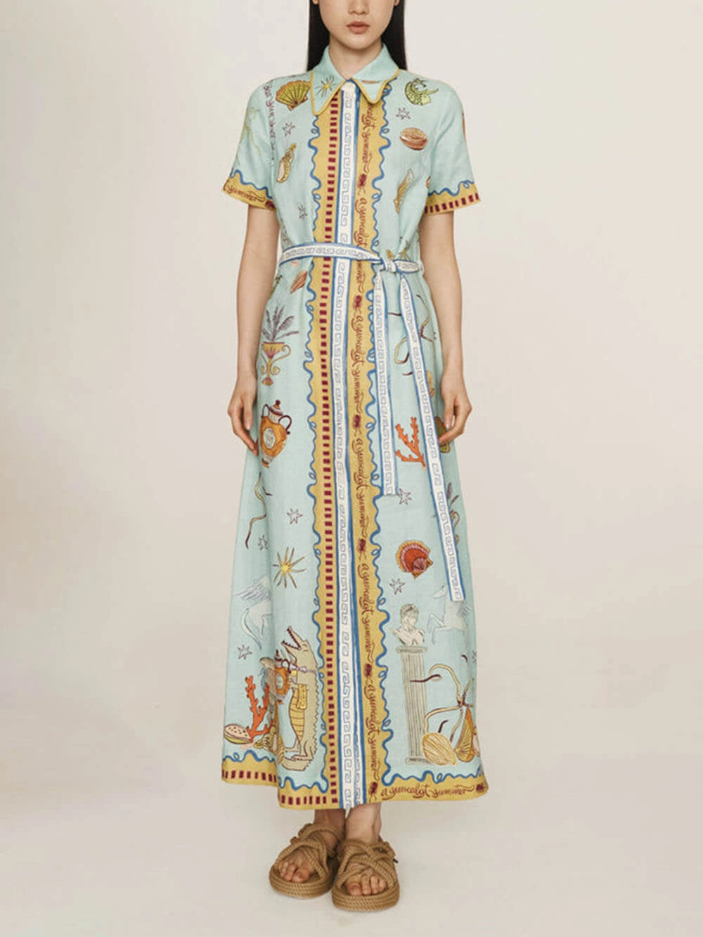 Sienna Palm Print Maxikleid