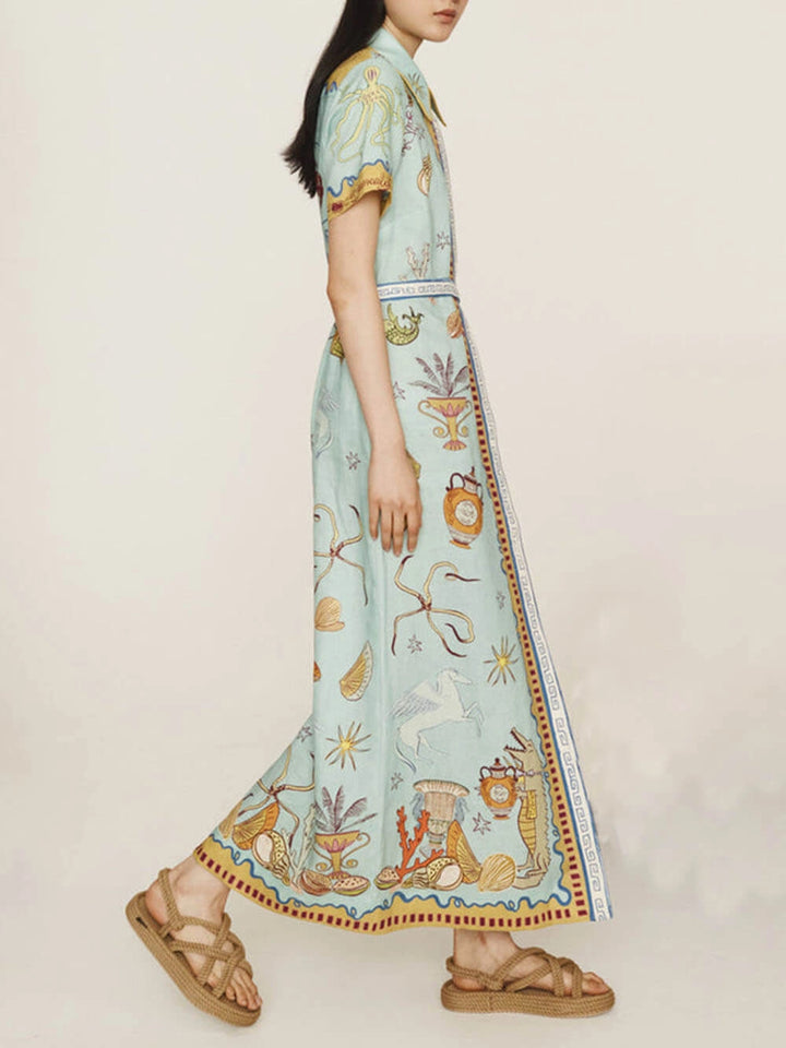 Sienna Palm Print Maxikleid