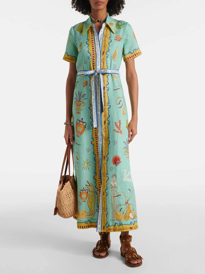 Sienna Palm Print Maxikleid