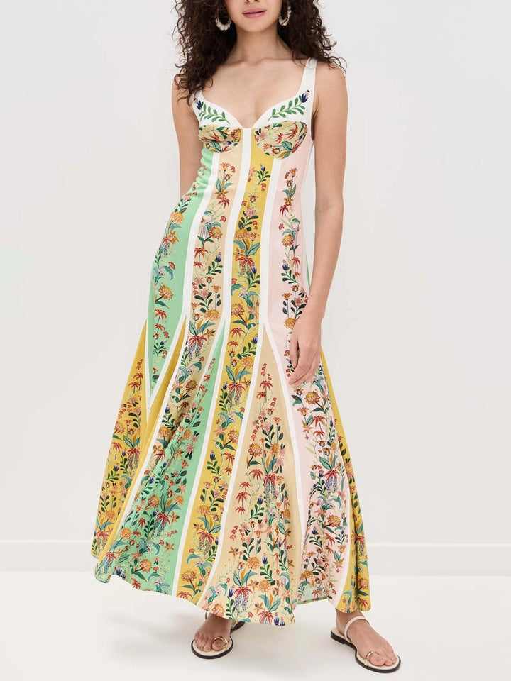 Rosalia Lemon Floral Maxikleid