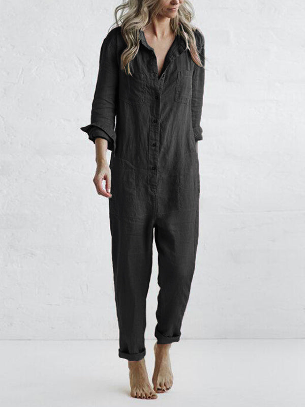 Jade Leinen-/Bambus-Jumpsuit