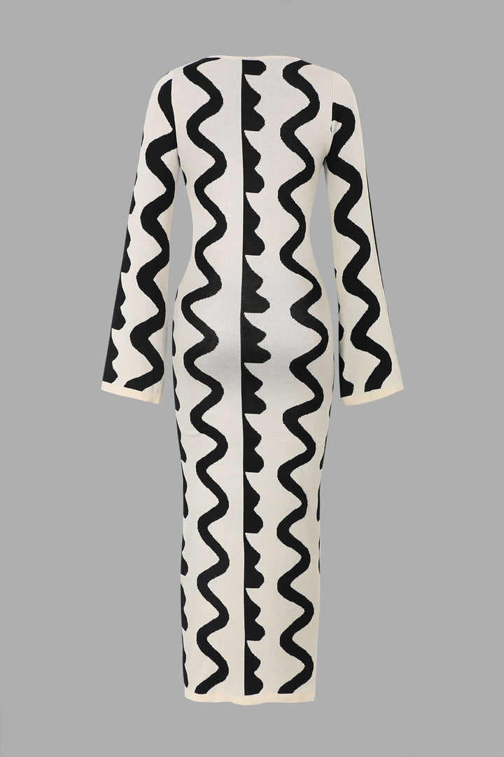 Jana Schwarz/Weiß - Maxi Kleid