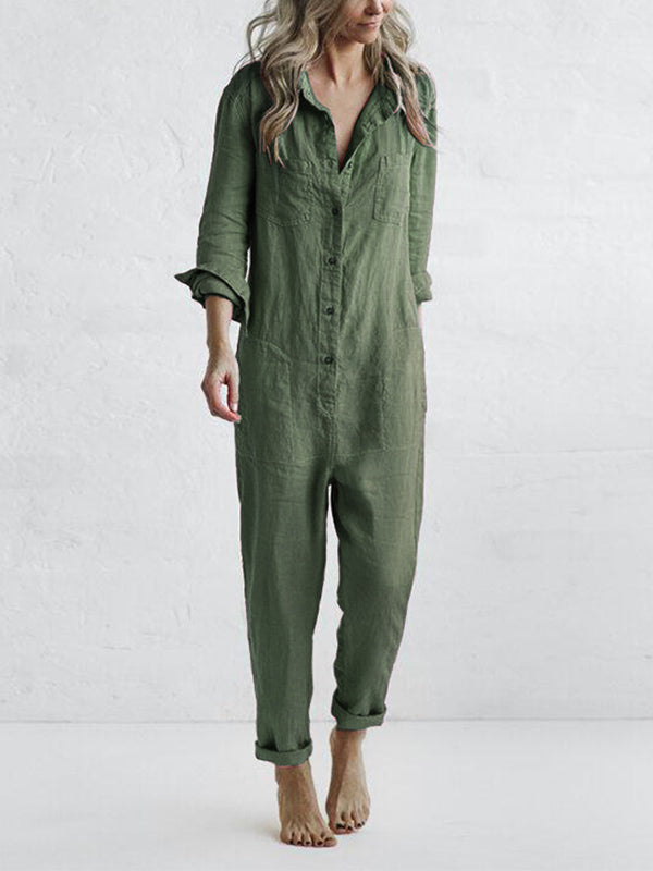 Jade Leinen-/Bambus-Jumpsuit
