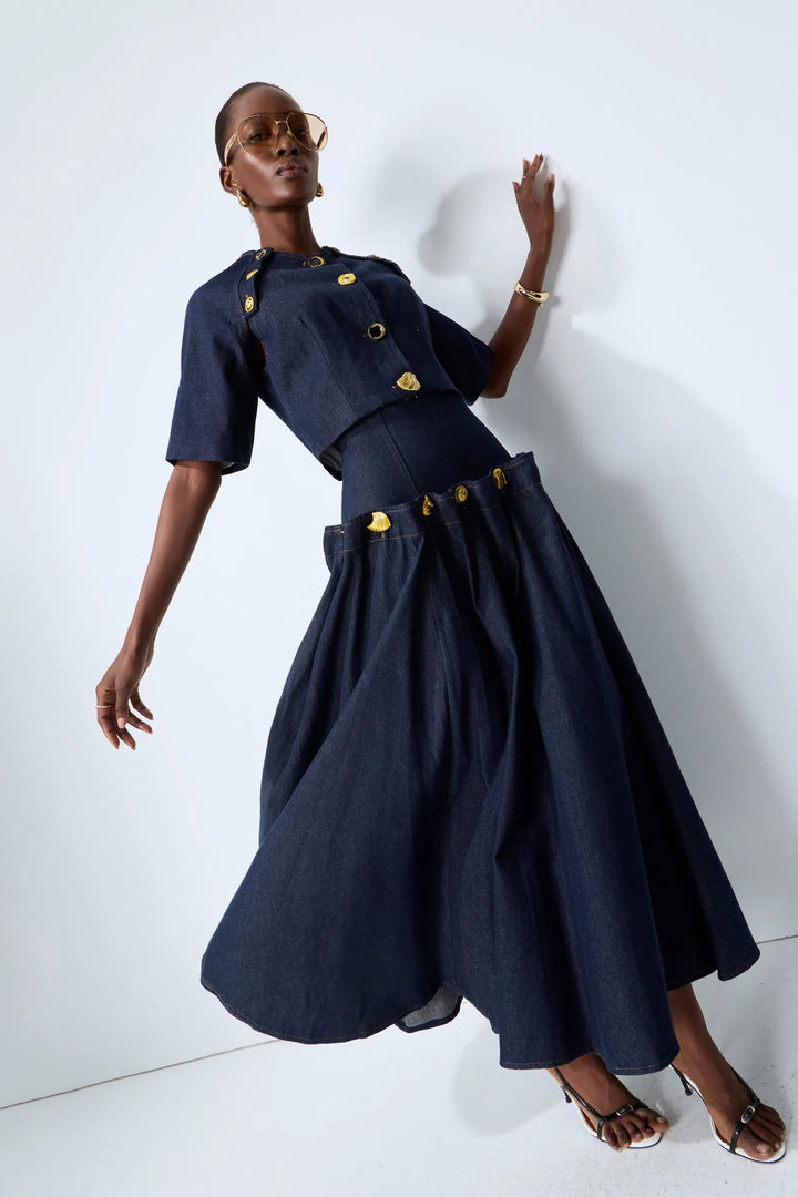 Verspieltes Denim-Maxikleid Anna