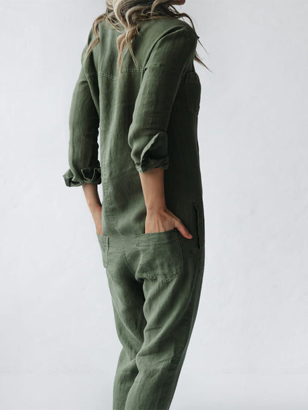 Jade Leinen-/Bambus-Jumpsuit