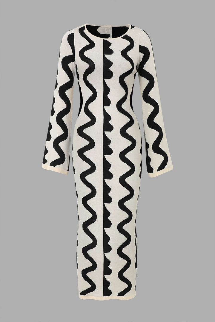 Jana Schwarz/Weiß - Maxi Kleid