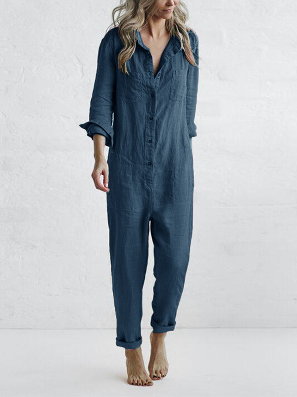 Jade Leinen-/Bambus-Jumpsuit