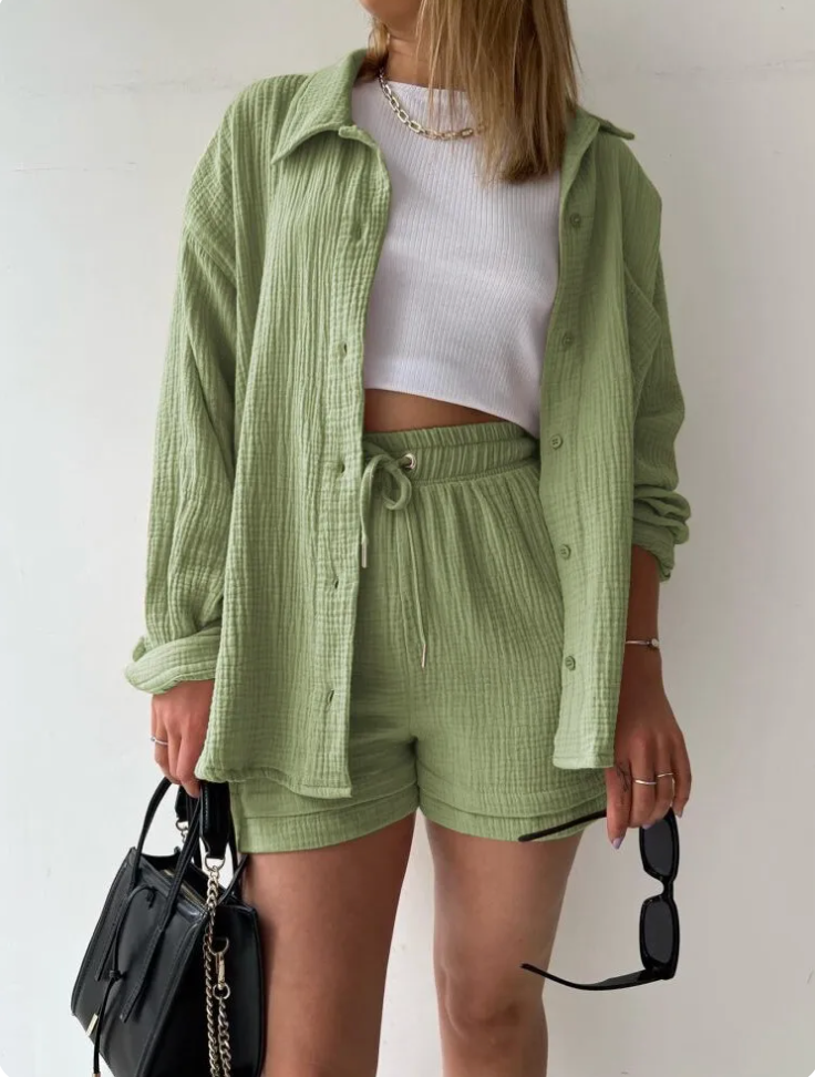 Maria Musselin - Sommer Set aus Hemd und Shorts