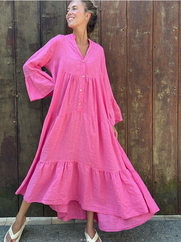 Pink Love Linen - Kleid