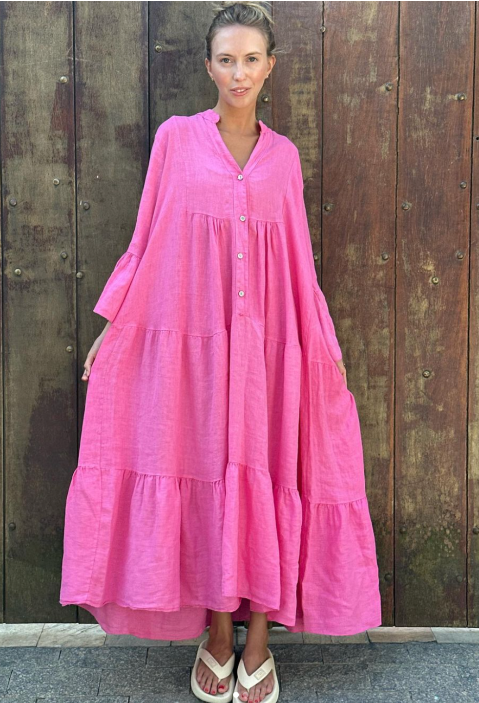 Pink Love Linen - Kleid