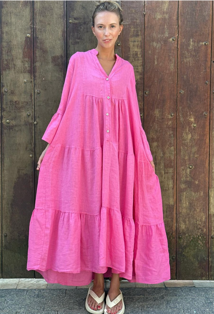 Pink Love Linen - Kleid