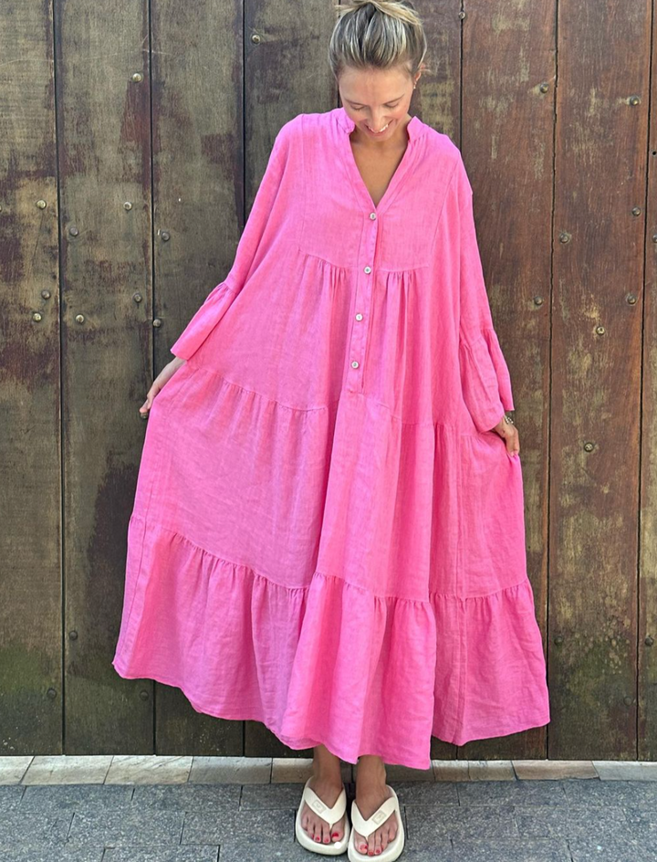 Pink Love Linen - Kleid
