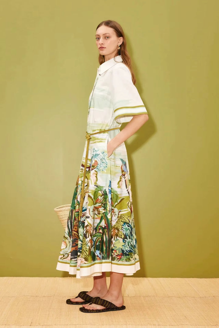 1 Maria Palm Print Maxikleid
