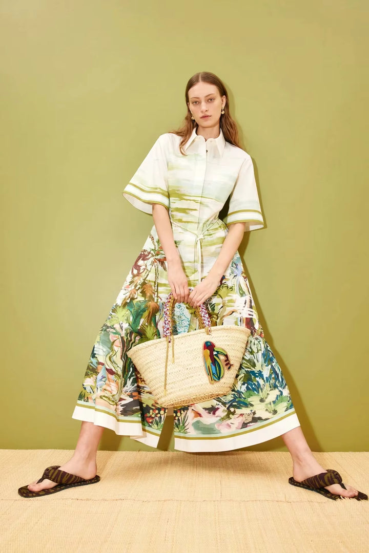 1 Maria Palm Print Maxikleid