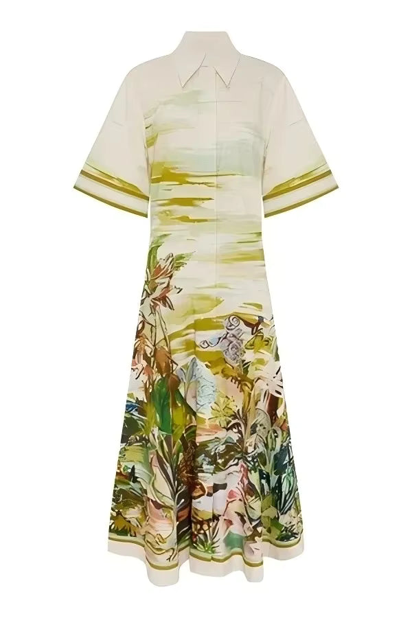 1 Maria Palm Print Maxikleid