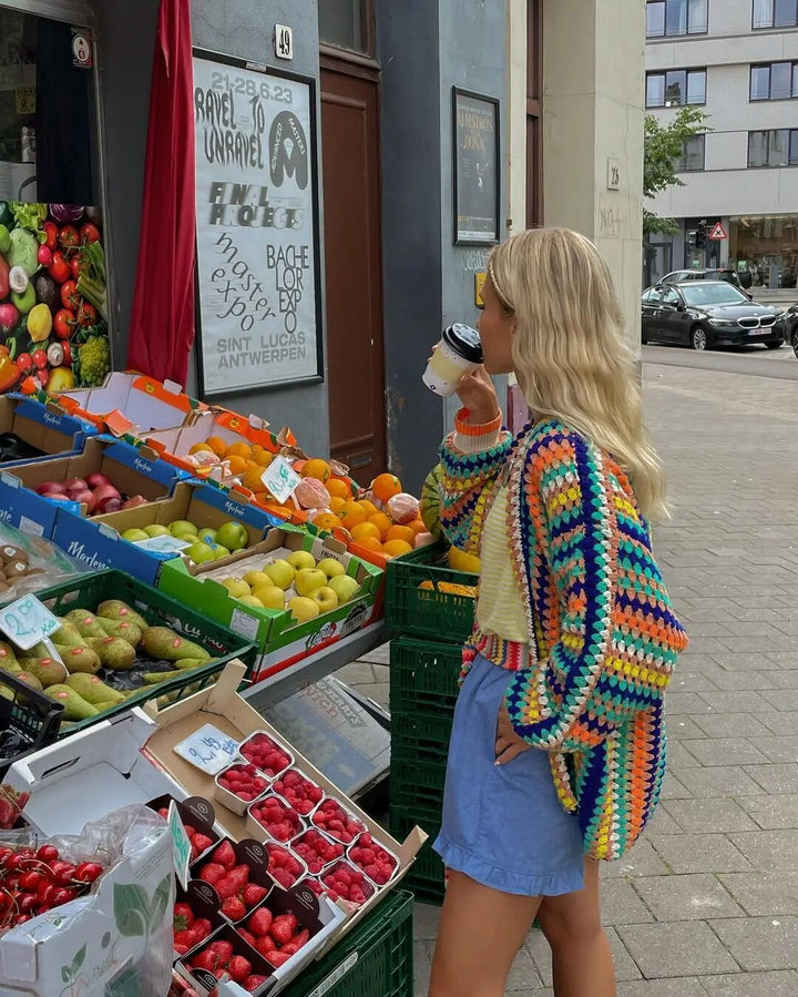 Billie – Gehäkelte Boho-Strickjacke