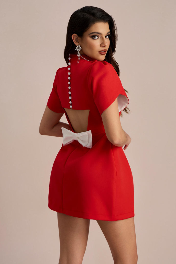 Adela Cut-Out Bowknot Minikleid Vorderansicht - KYMA