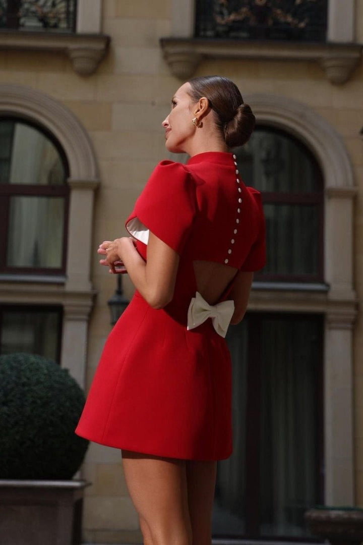 Adela Cut-Out Bowknot Minikleid Größenübersicht - KYMA