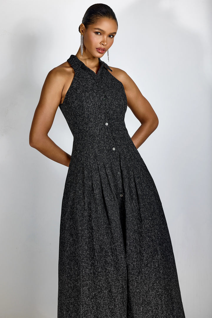 Styling-Vorschlag für das Alarice Tweed-Maxikleid - KYMA