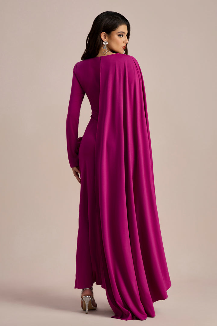 Detailansicht Blumen-Cape am Anastasia Maxikleid - KYMA