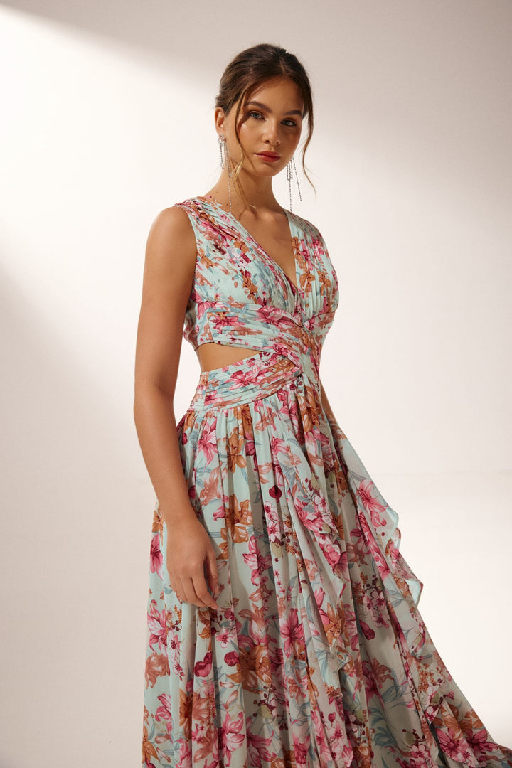 Anila Maxikleid mit fließendem Saum - KYMA