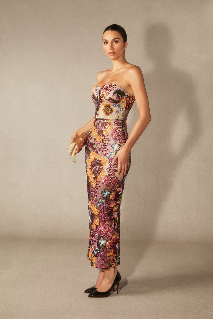 Aurora Maxikleid, Pailletten-Akzente - KYMA
