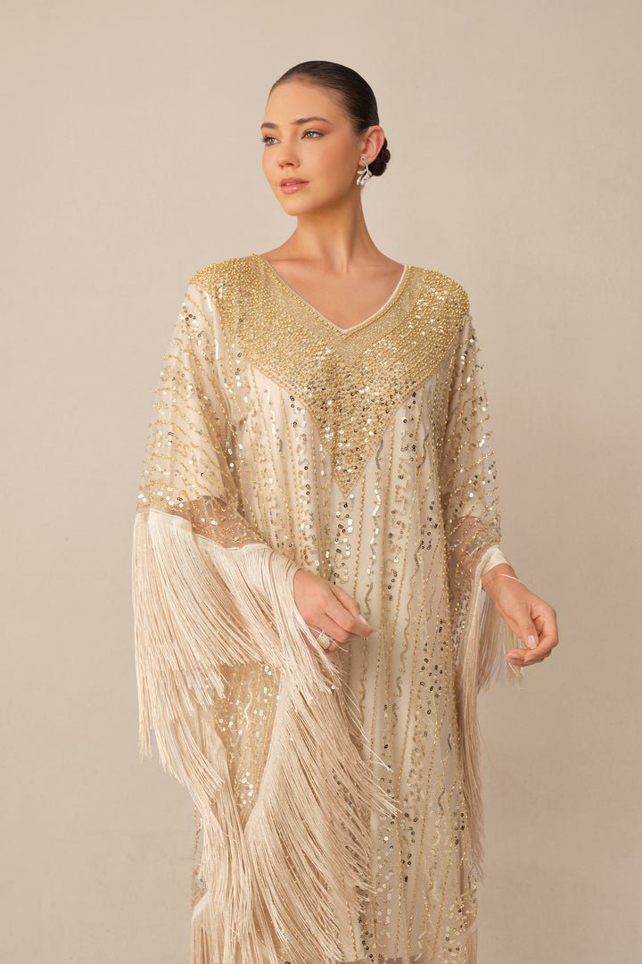 Das beige Kleid in voller Länge - KYMA