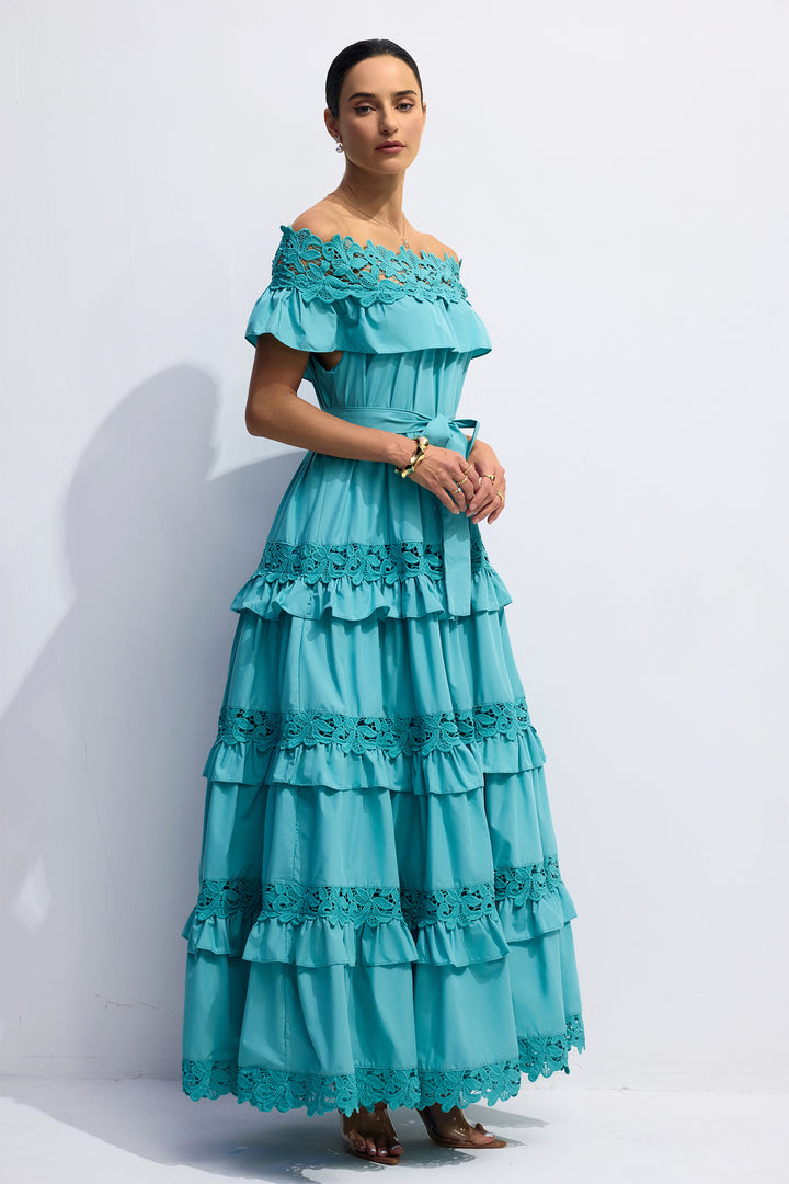 Stoffdetail des Beth Maxikleids – KYMA