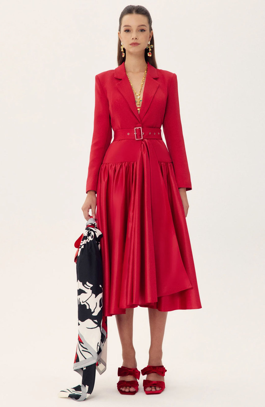 Daphne Midi-Kleid mit Revers und langen Ärmeln – KYMA