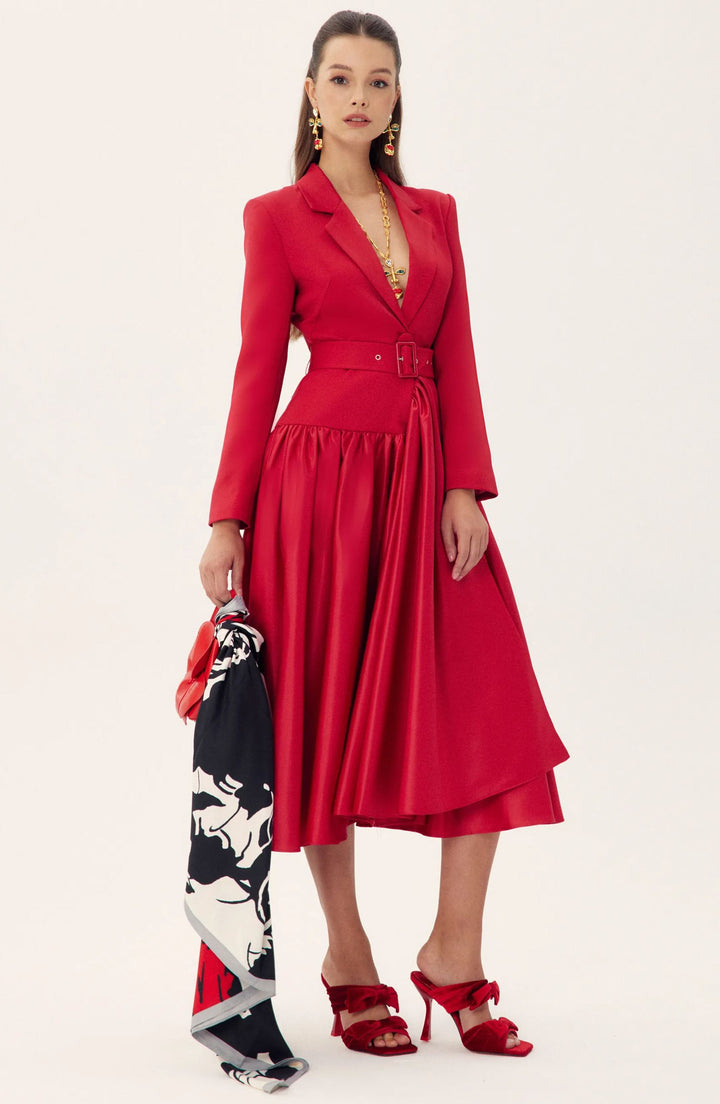 Daphne Midikleid mit Revers und langen Ärmeln Detail