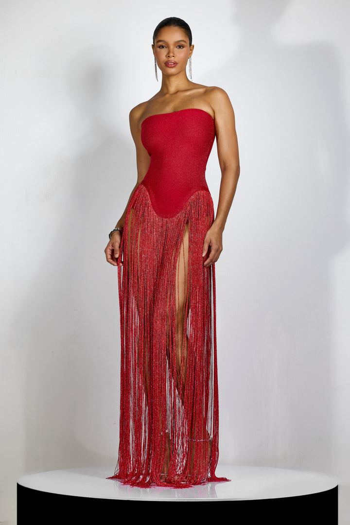 Detailansicht der Fransen am Eleanor Kleid