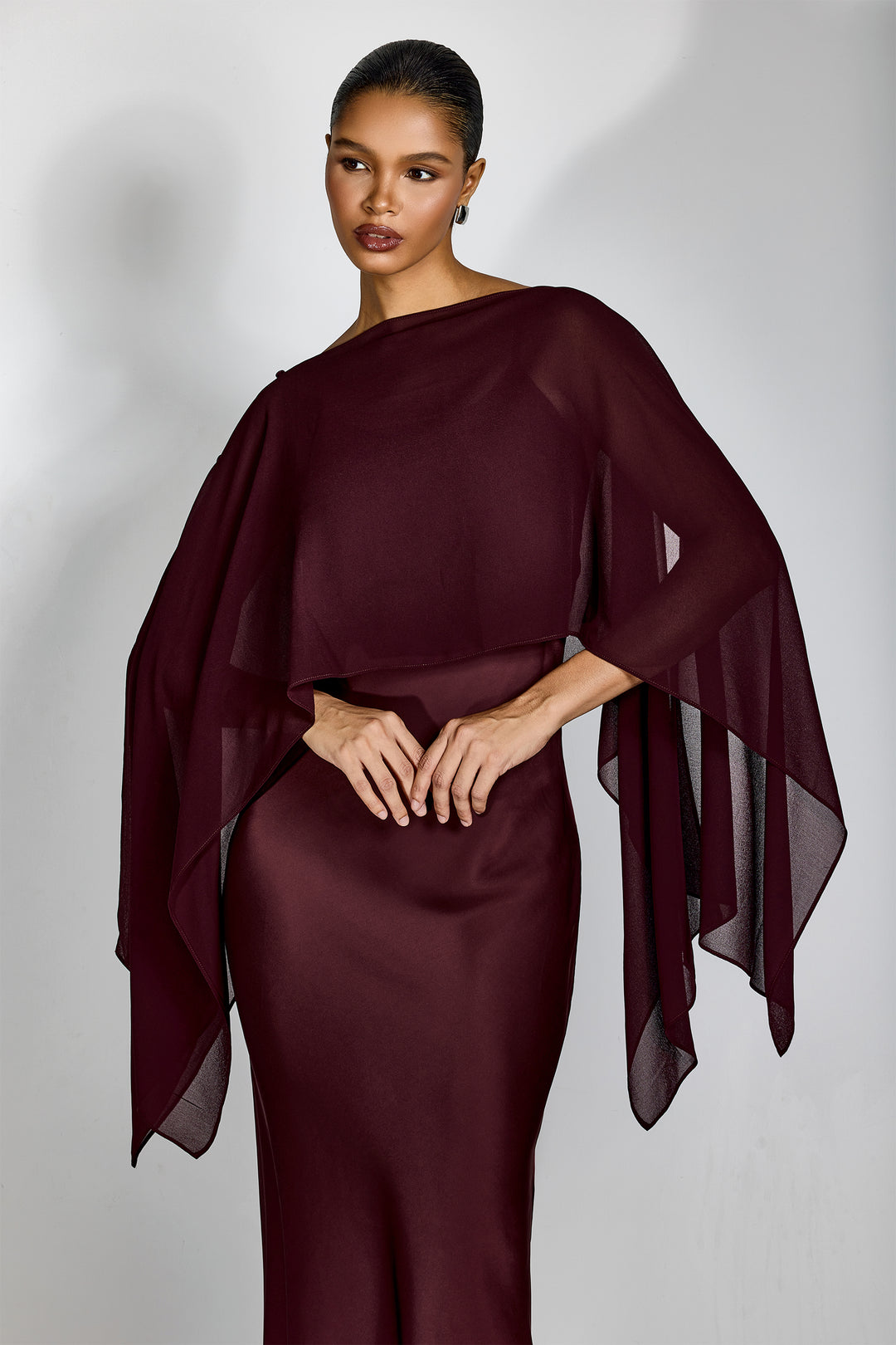 Elena Spaghettiträger Maxi-Kleid mit Cape-Bluse Tragestil - KYMA
