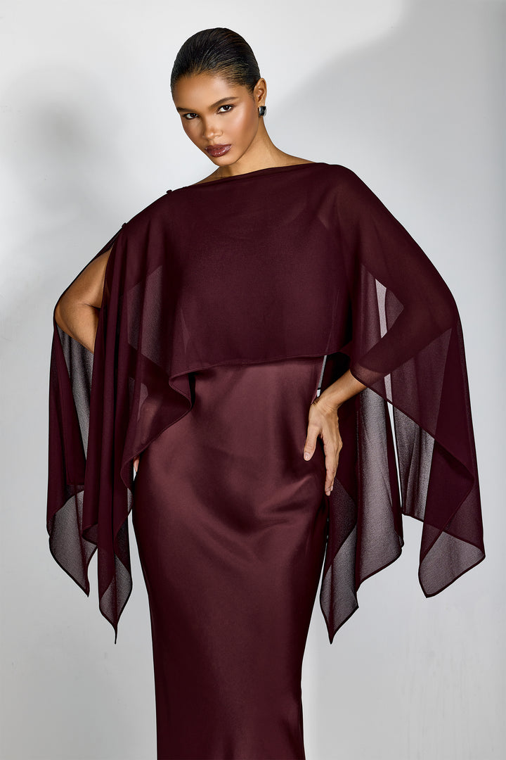 Elena Spaghettiträger Maxi-Kleid mit Cape-Bluse Silhouette - KYMA