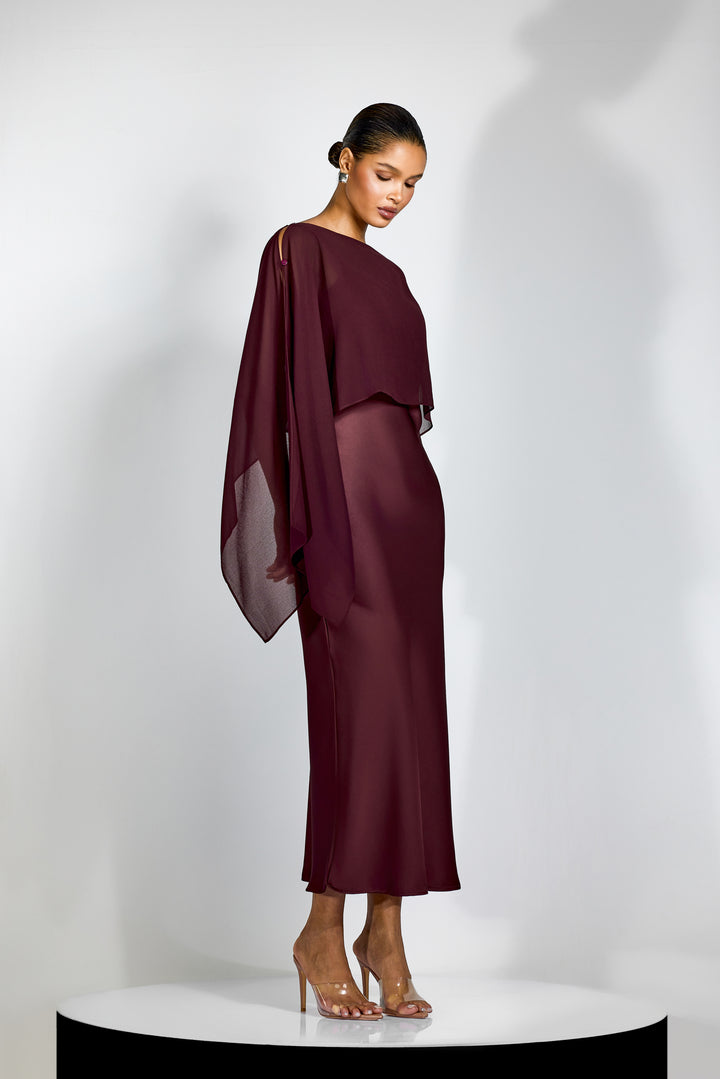Elena Spaghettiträger Maxi-Kleid mit Cape-Bluse mit Accessoires - KYMA