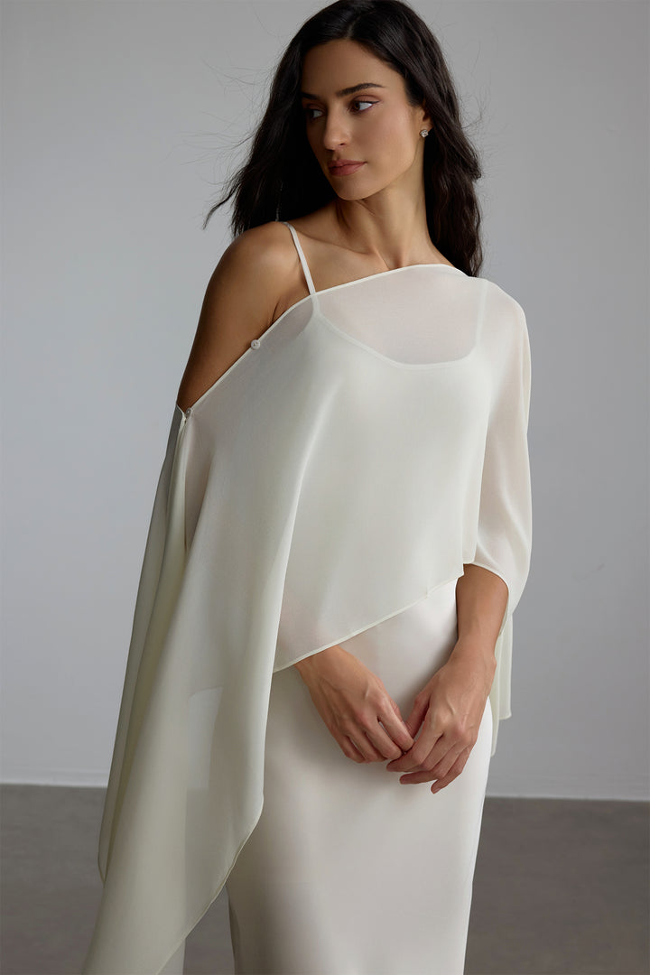 Elena Spaghettiträger-Maxikleid mit Cape-Bluse Detailansicht - KYMA