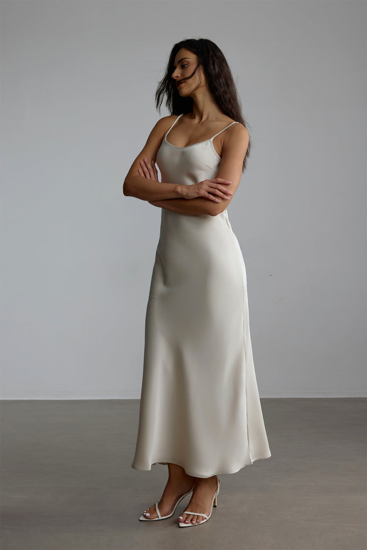 Elena Spaghettiträger-Maxikleid mit Cape-Bluse Detail Ärmel - KYMA
