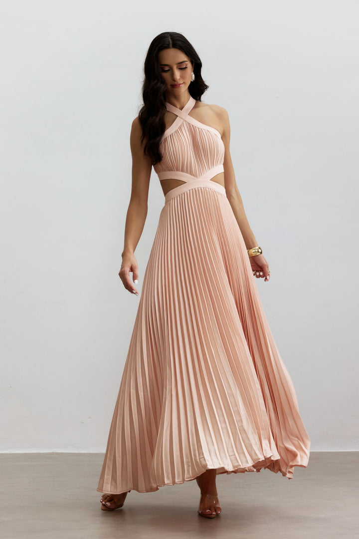 Eliza Plissiertes Cutout Maxikleid Stoff - KYMA