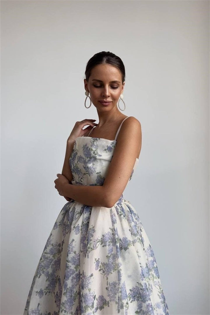 Ella Blumenmuster Chiffon Midikleid leicht und luftig - KYMA