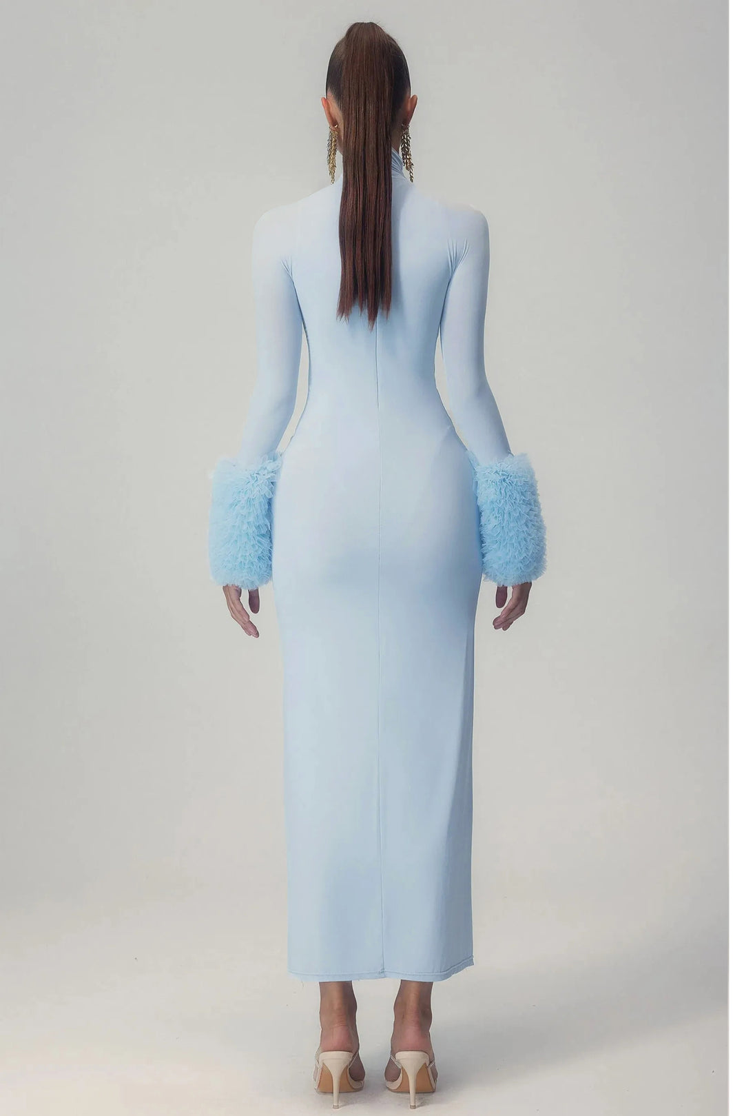 Elvira Langärmeliges Rollkragen Maxikleid Rückansicht - KYMA