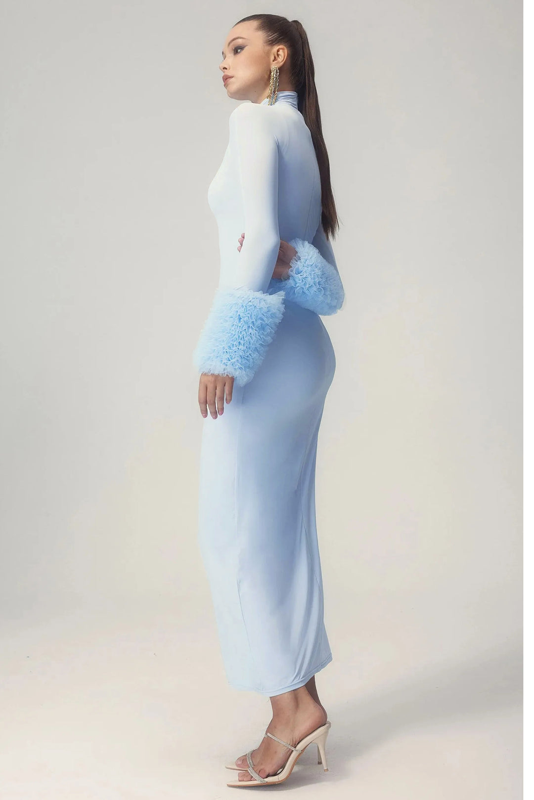 Elvira Langärmeliges Rollkragen Maxikleid mit Accessoires - KYMA