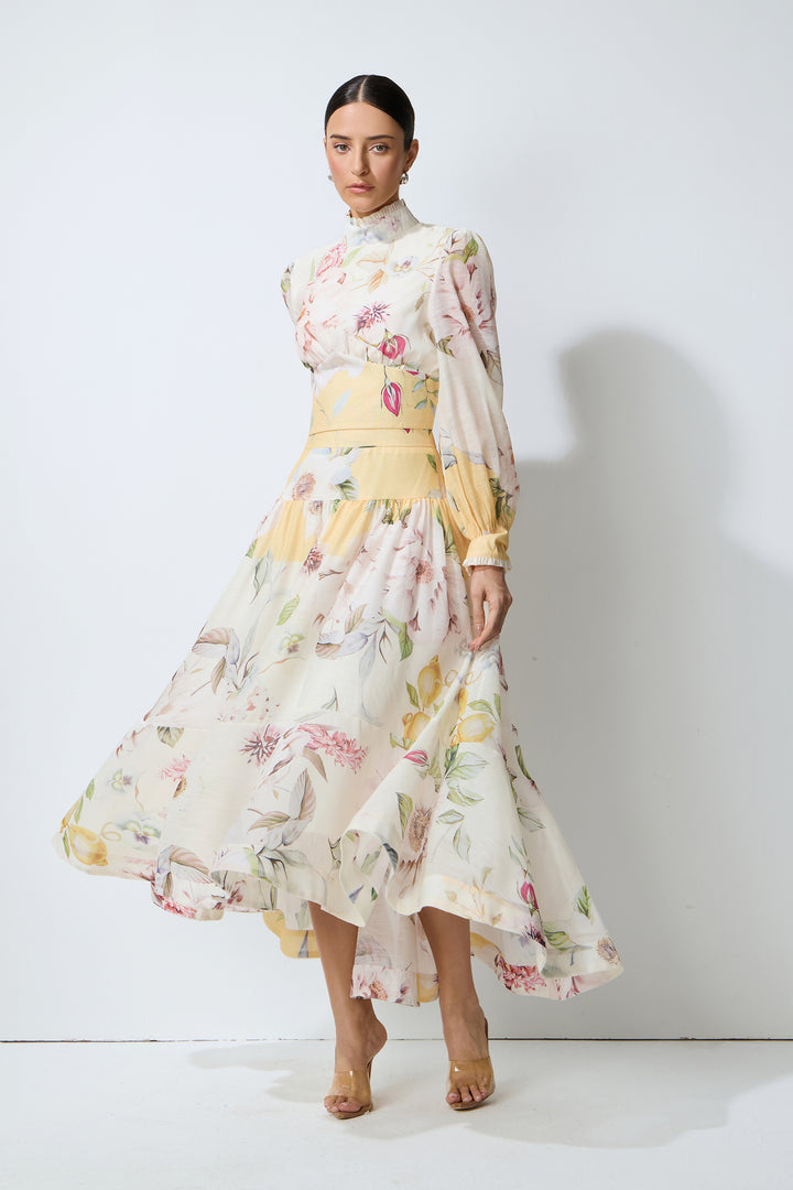 Maxi-Rock mit Stufen und floralem Print - KYMA