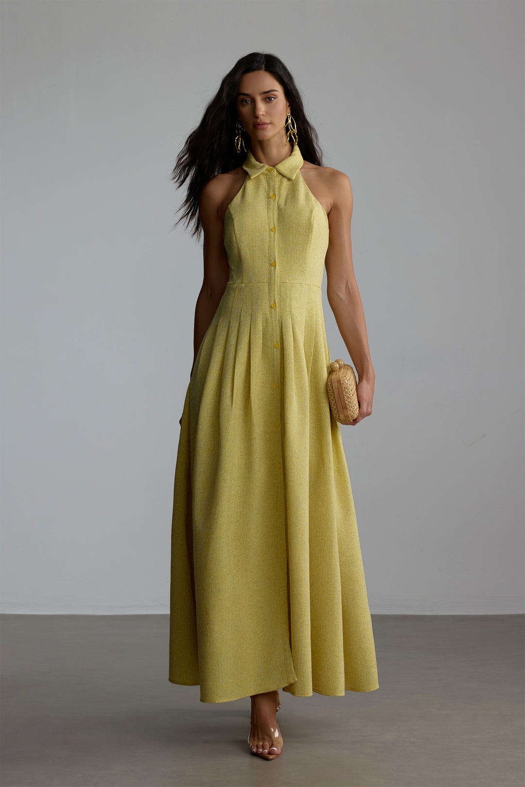 Estelle Maxikleid mit Hemdkragen und ohne Ärmel - KYMA