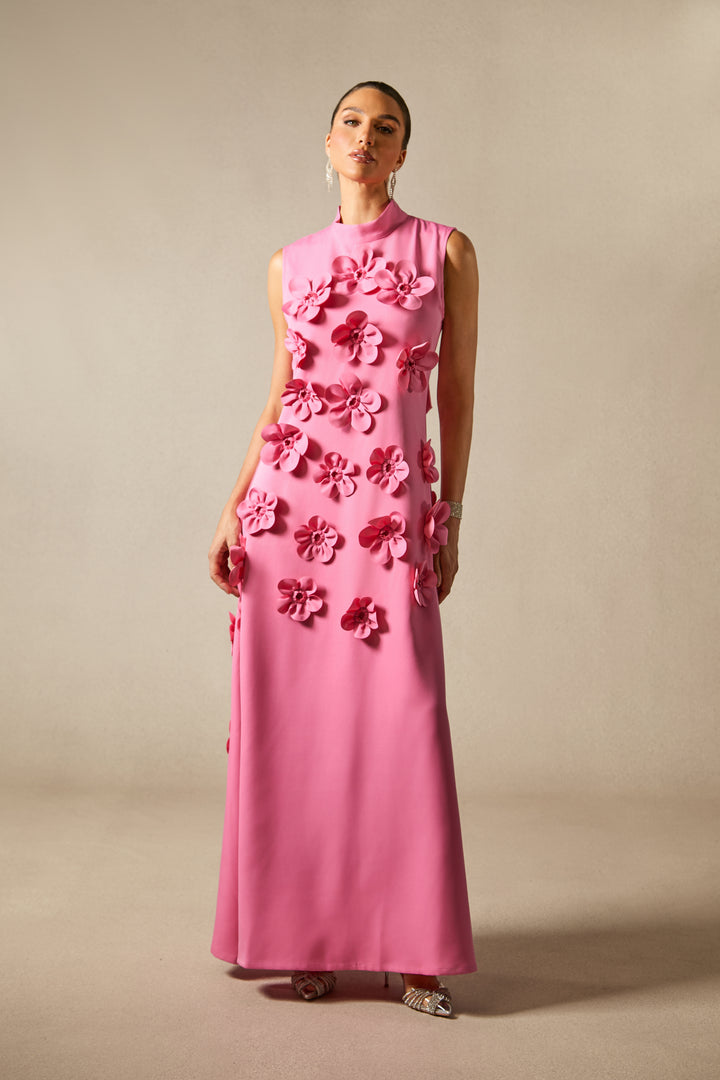 Ethel ärmelloses Maxikleid mit Blumenapplikationen - KYMA