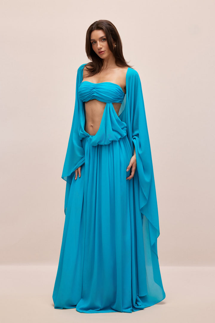 Maxikleid mit abnehmbarem Cape - KYMA