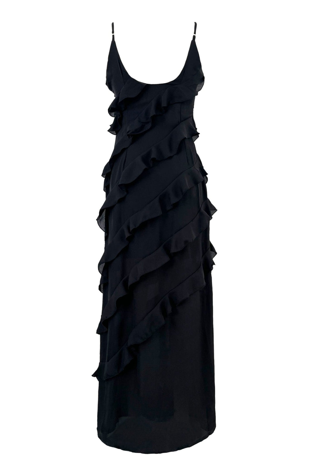 Einzigartige Eleganz: Eve Chiffon Rüschen Maxi Slip Kleid - KYMA