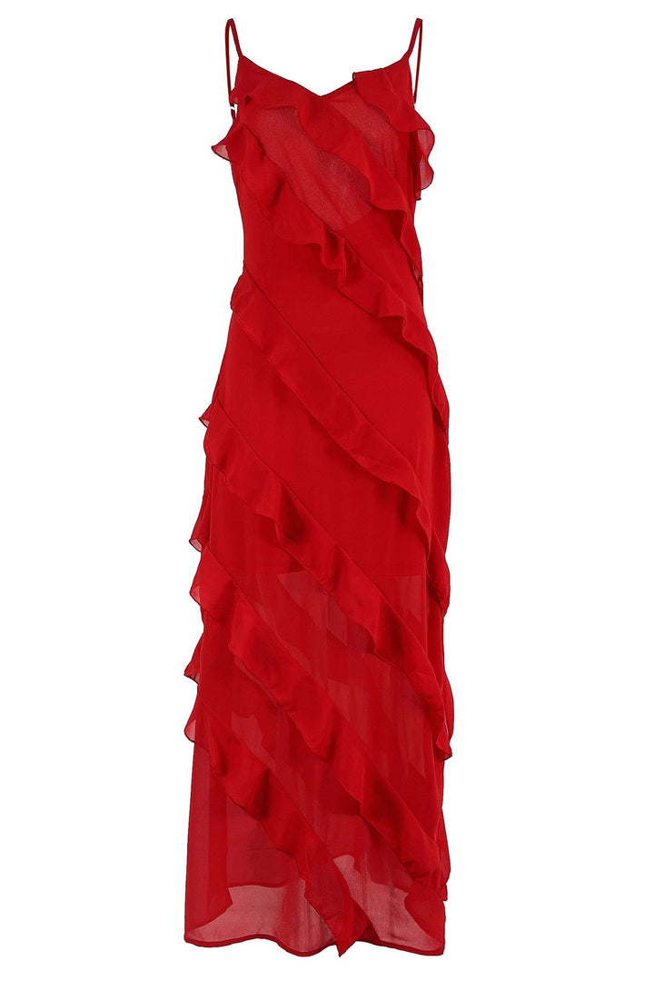 Hochzeitsgast in Eve Chiffon Rüschen Maxi Slip Kleid - KYMA