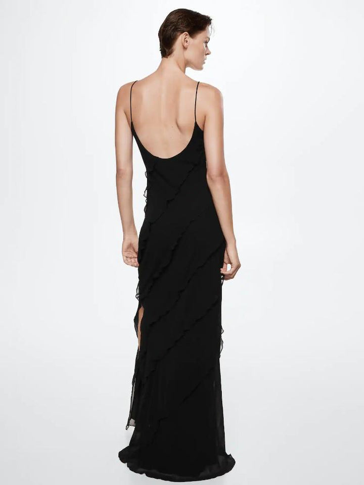 Eve elegantes Chiffon Maxikleid mit Rüschen – KYMA