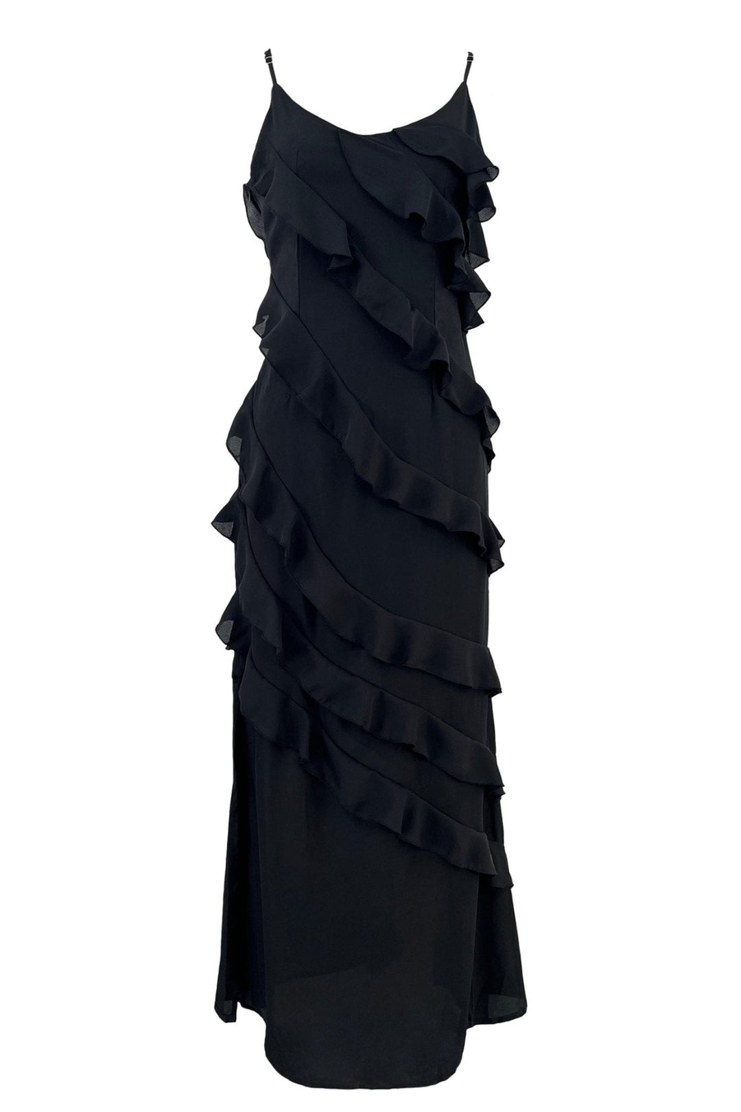 Eve elegantes Chiffon Maxikleid mit Rüschen – KYMA
