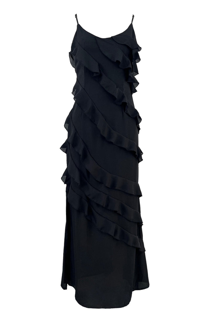 Eve elegantes Chiffon Maxikleid mit Rüschen – KYMA